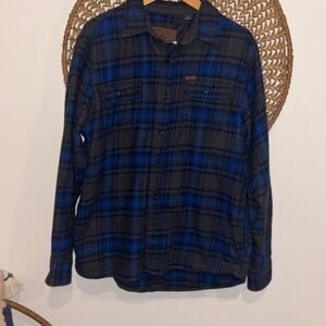 Orvis blue and gray flannel button down size large